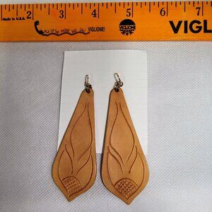 Tooled leather earrings